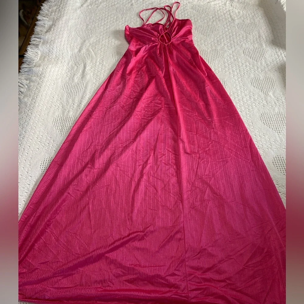 Made in USA Vintage Hot Pink Slip Dress (SEE MEASUREMENTS) - Picture 4 of 6
